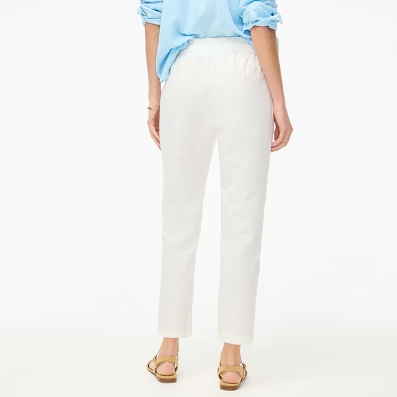 NWT J. Crew Factory White Linen Blend Drawstring Pants Sz 8 - Picture 2 of 16